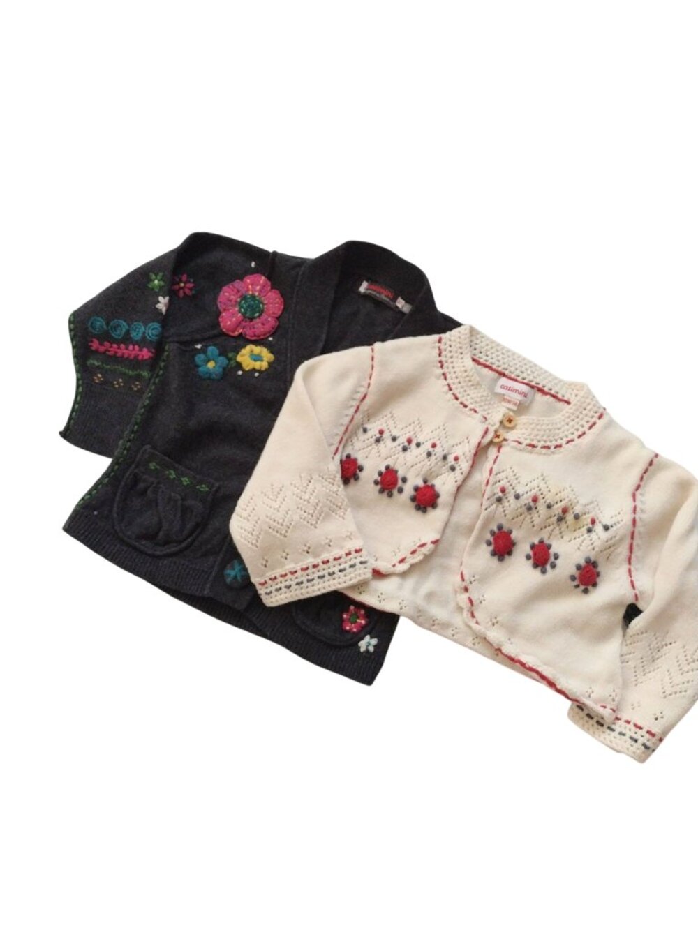 Set of 2 Baby Girl Catimini Sweaters 12 Euro Embellished Luxury Cardigans